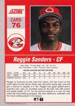 1992 Score - 90's Impact Players #76 Reggie Sanders Back