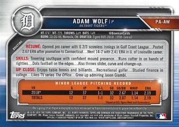 2019 Bowman - Prospect Autographs #PA-AW Adam Wolf Back