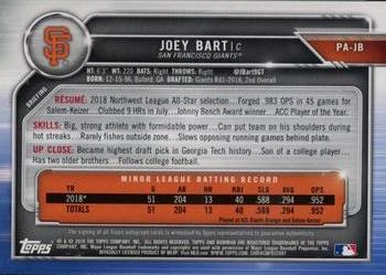 2019 Bowman - Prospect Autographs #PA-JB Joey Bart Back