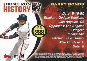 2005 Topps - Barry Bonds Home Run History #BB 288 Barry Bonds Back