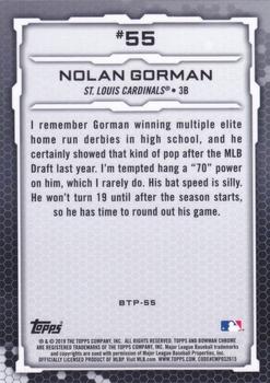 2019 Bowman - Bowman Scouts' Top 100 #BTP-55 Nolan Gorman Back