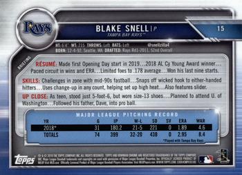 2019 Bowman Chrome #15 Blake Snell Back