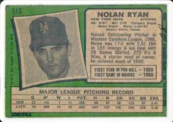 1993 R&N China Topps Nolan Ryan #513 Nolan Ryan Back