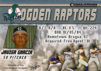 2004 Cassar Jewelers Ogden Raptors #NNO Javier Garcia Back