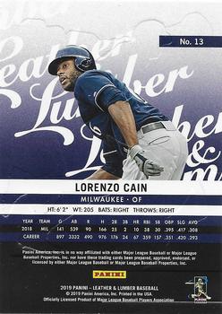 2019 Panini Leather & Lumber #13 Lorenzo Cain Back