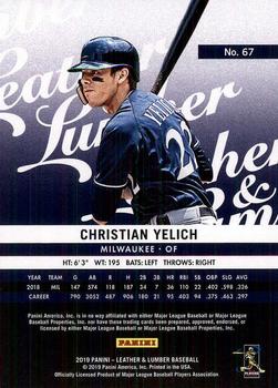 2019 Panini Leather & Lumber #67 Christian Yelich Back