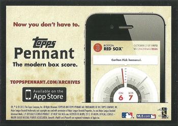2012 Topps - Pennant Ads #NNO Boston Red Sox Back