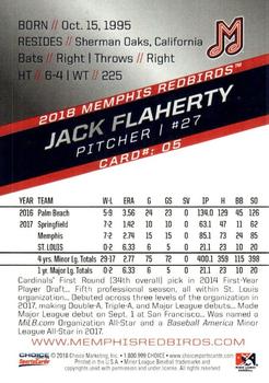 2018 Choice Memphis Redbirds #5 Jack Flaherty Back