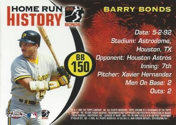 2005 Topps Chrome Updates & Highlights - Barry Bonds Home Run History #BB150 Barry Bonds Back