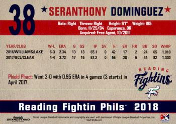 2018 Grandstand Reading Fightin Phils Update #NNO Seranthony Dominguez Back