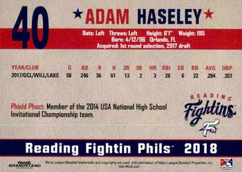 2018 Grandstand Reading Fightin Phils Update #NNO Adam Haseley Back
