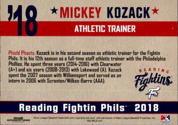 2018 Grandstand Reading Fightin Phils Update #NNO Mickey Kozack Back