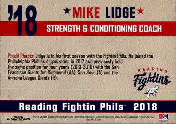 2018 Grandstand Reading Fightin Phils Update #NNO Mike Lidge Back