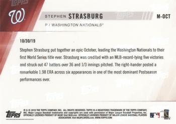 2019 Topps Now - Card of the Month #M-OCT Stephen Strasburg Back