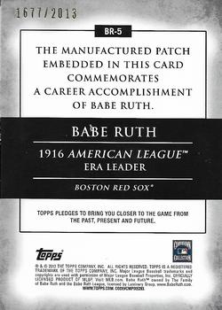 2013 Topps - Factory Set Bonus: Babe Ruth Patch Cards #BR-5 Babe Ruth Back