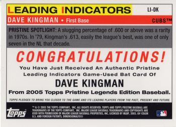 2005 Topps Pristine Legends - Leading Indicators Relics #LI-DK Dave Kingman Back
