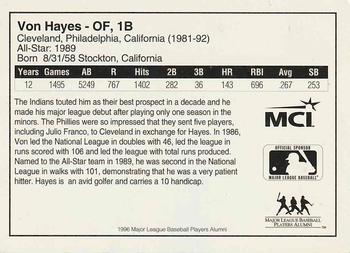 1996 MCI Ambassadors of Baseball World Tour #NNO Von Hayes Back