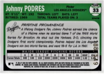 2005 Topps Pristine Legends - Refractors #33 Johnny Podres Back