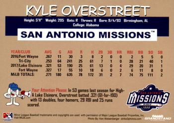 2018 Grandstand San Antonio Missions #17 Kyle Overstreet Back