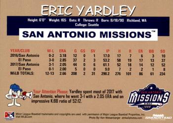 2018 Grandstand San Antonio Missions #27 Eric Yardley Back