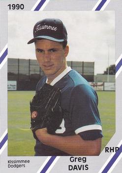 1990 Diamond Cards Kissimmee Dodgers #9 Greg Davis Front