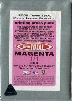 2005 Topps Total - Press Plates Front Magenta #630 Mike Stanton / Steve Karsay Back