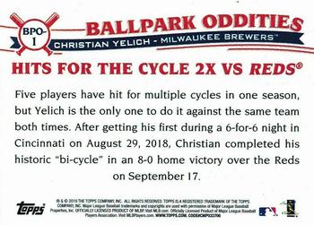 2019 Topps Big League - Ballpark Oddities #BPO-1 Christian Yelich Back