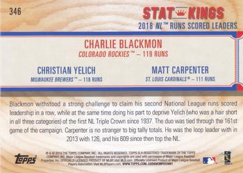 2019 Topps Big League - Gold #346 Charlie Blackmon / Christian Yelich / Matt Carpenter Back
