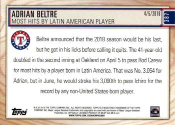 2019 Topps Big League - Blue #387 Adrian Beltre Back