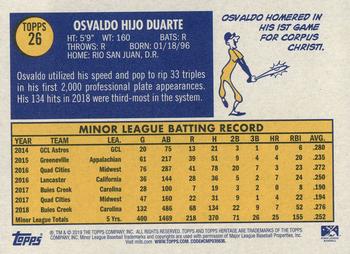 2019 Topps Heritage Minor League #26 Osvaldo Duarte Back