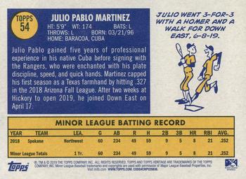 2019 Topps Heritage Minor League #54 Julio Pablo Martinez Back