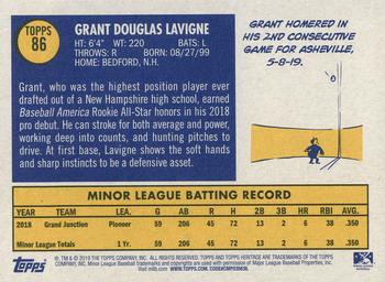 2019 Topps Heritage Minor League #86 Grant Lavigne Back