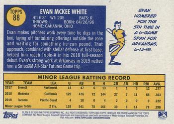 2019 Topps Heritage Minor League #88 Evan White Back