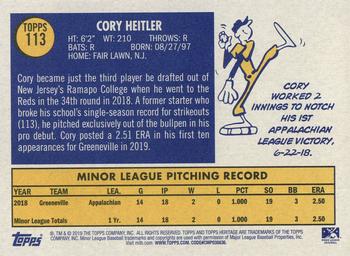 2019 Topps Heritage Minor League #113 Cory Heitler Back