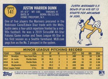 2019 Topps Heritage Minor League #141 Justin Dunn Back