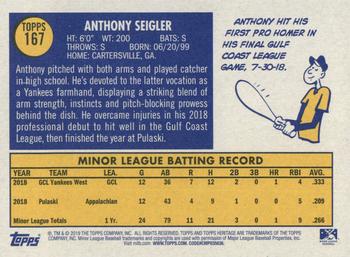 2019 Topps Heritage Minor League #167 Anthony Seigler Back