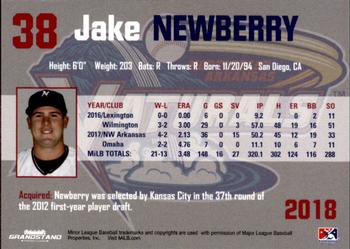 2018 Grandstand Northwest Arkansas Naturals #21 Jake Newberry Back