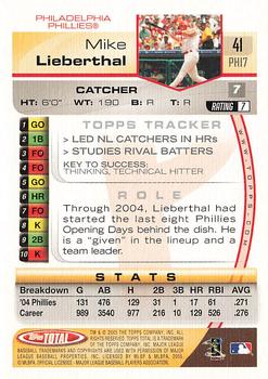 2005 Topps Total - Silver #41 Mike Lieberthal Back