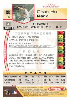 2005 Topps Total - Silver #88 Chan Ho Park Back