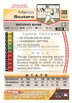2005 Topps Total - Silver #308 Marco Scutaro Back