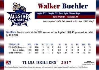 2017 Grandstand Texas League All-Stars North #NNO Walker Buehler Back