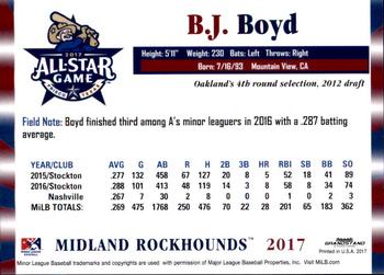 2017 Grandstand Texas League All-Stars South #NNO B.J. Boyd Back