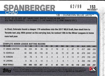 2019 Topps Pro Debut - Autographs Green #153 Chad Spanberger Back