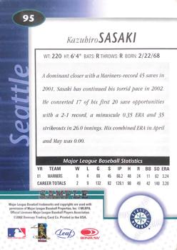 2002 Leaf Certified - Samples Silver #95 Kazuhiro Sasaki Back