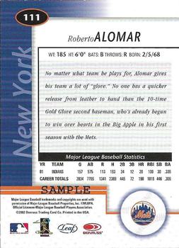 2002 Leaf Certified - Samples Silver #111 Roberto Alomar Back