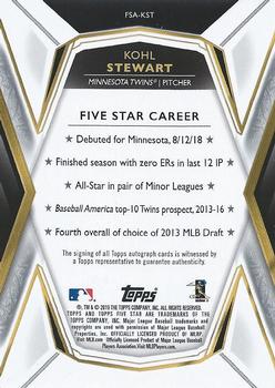 2019 Topps Five Star #FSA-KST Kohl Stewart Back