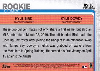 2019 Topps Update #US183 Kyle Bird / Kyle Dowdy Back