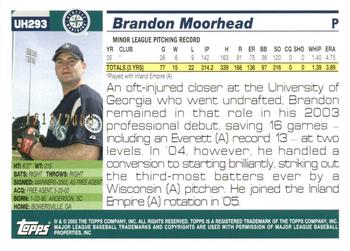 2005 Topps Updates & Highlights - Gold #UH293 Brandon Moorhead Back