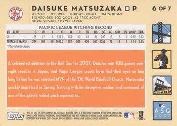 2007 Topps All-Star FanFest #6 Daisuke Matsuzaka Back