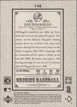 2005 UD Origins - Old Judge Red #146 Joe DiMaggio Back